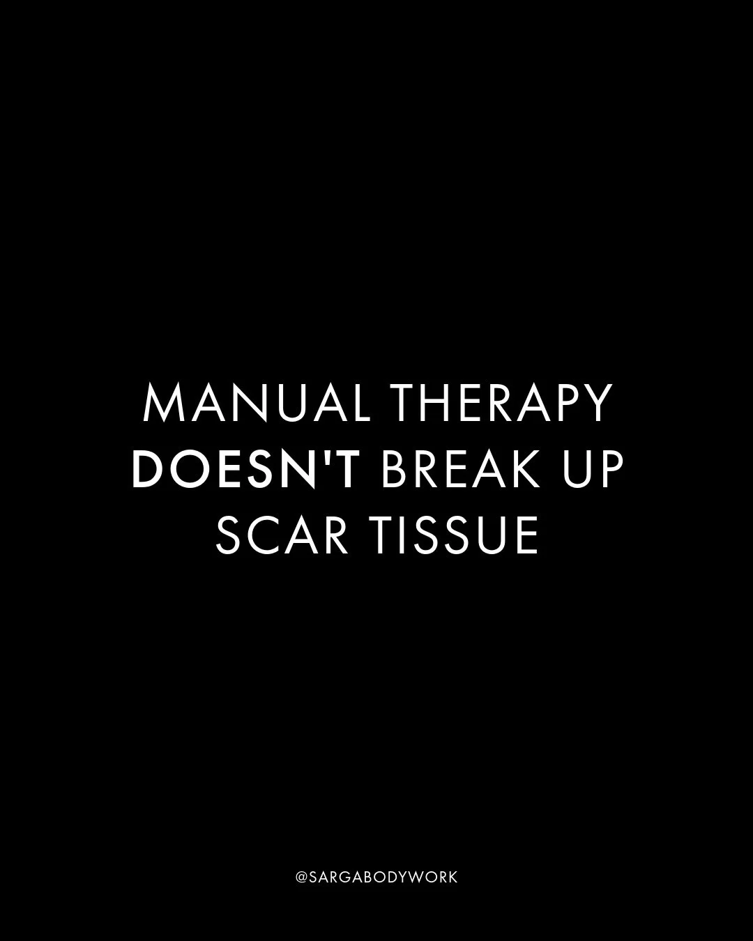 Manual therapy doesn&rsquo;t break up scar tissue the way surgery would. 🚫

The force needed to actually break scar tissue is way beyond what hands or feet can safely apply.
&nbsp;
What does change is how your nervous system relates to scarred areas