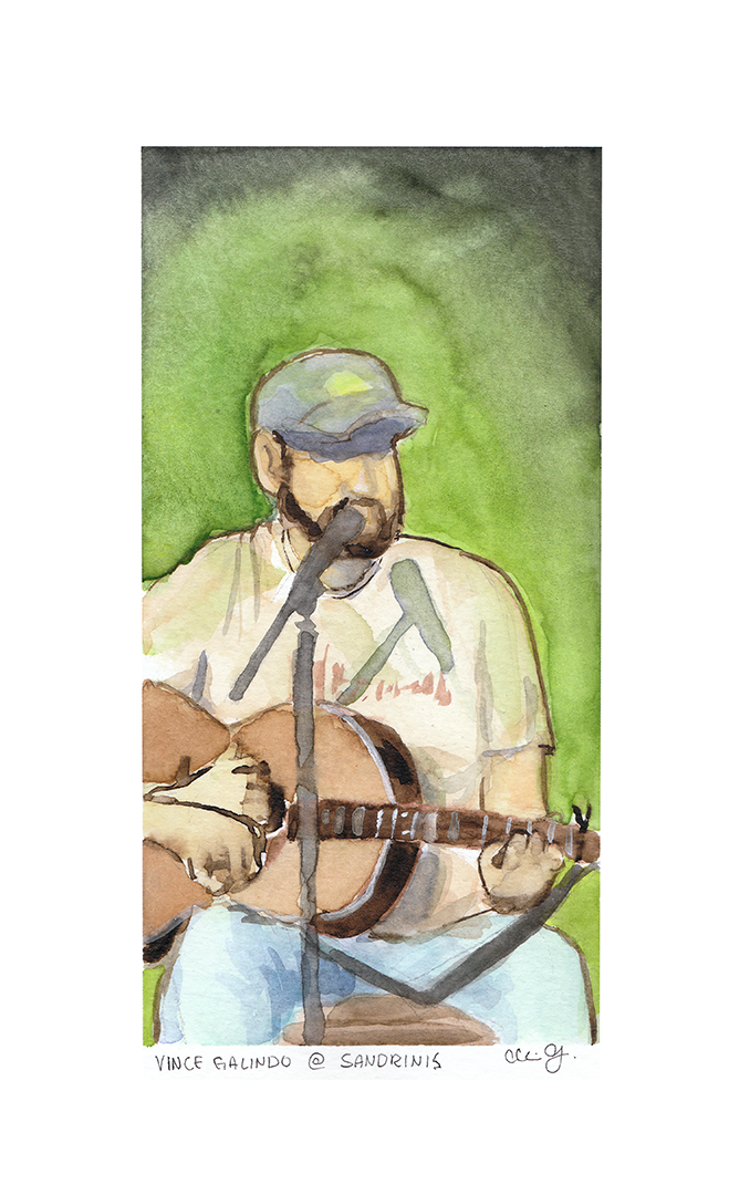 Vince Gallindo, Live at Sandrini's. 8x5 inches. 2018