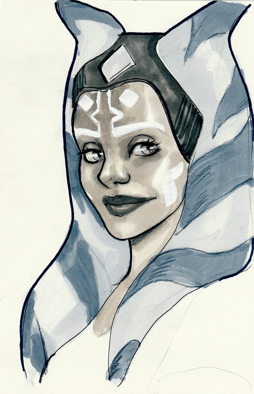 Ahsoka Tano, Copic marker on paper. 2019.