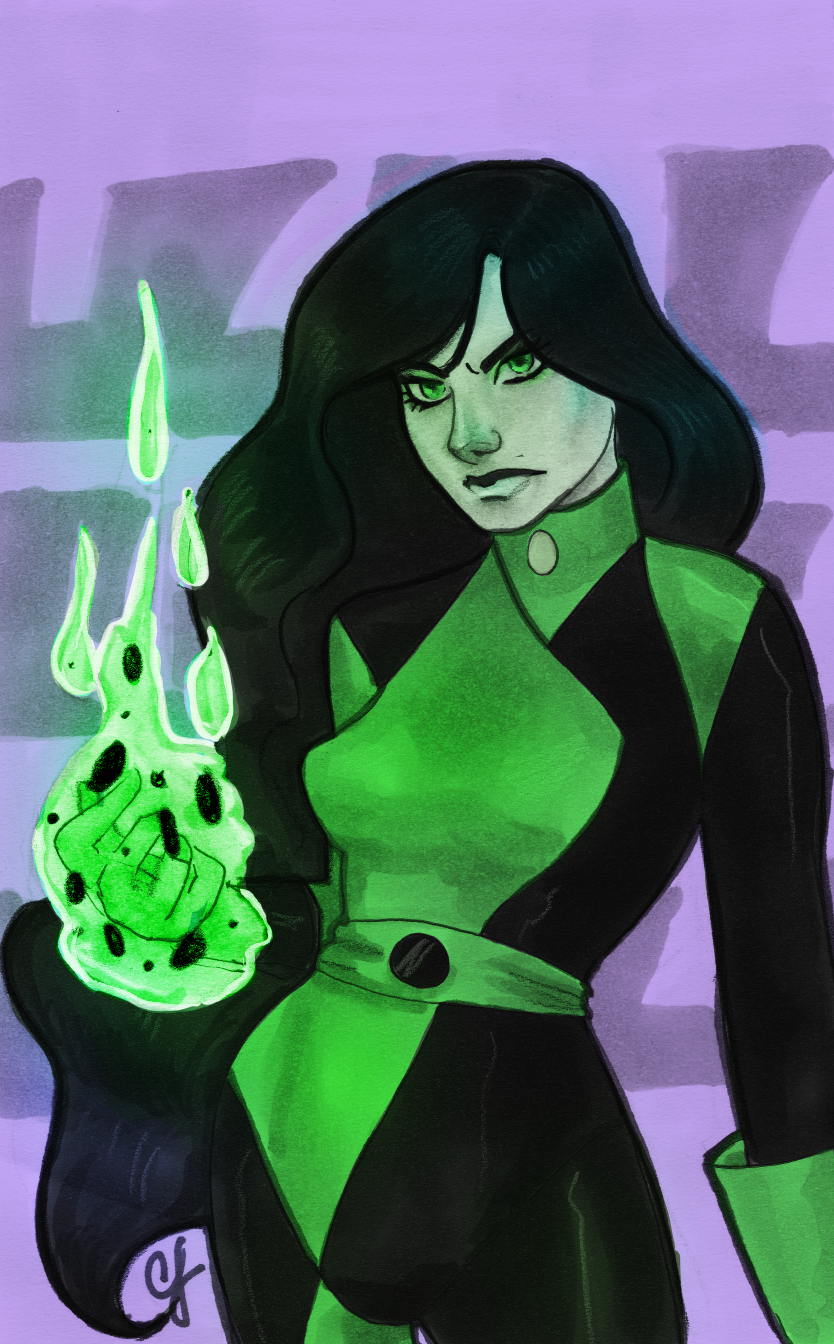 Shego, digital color over copic marker. 2019
