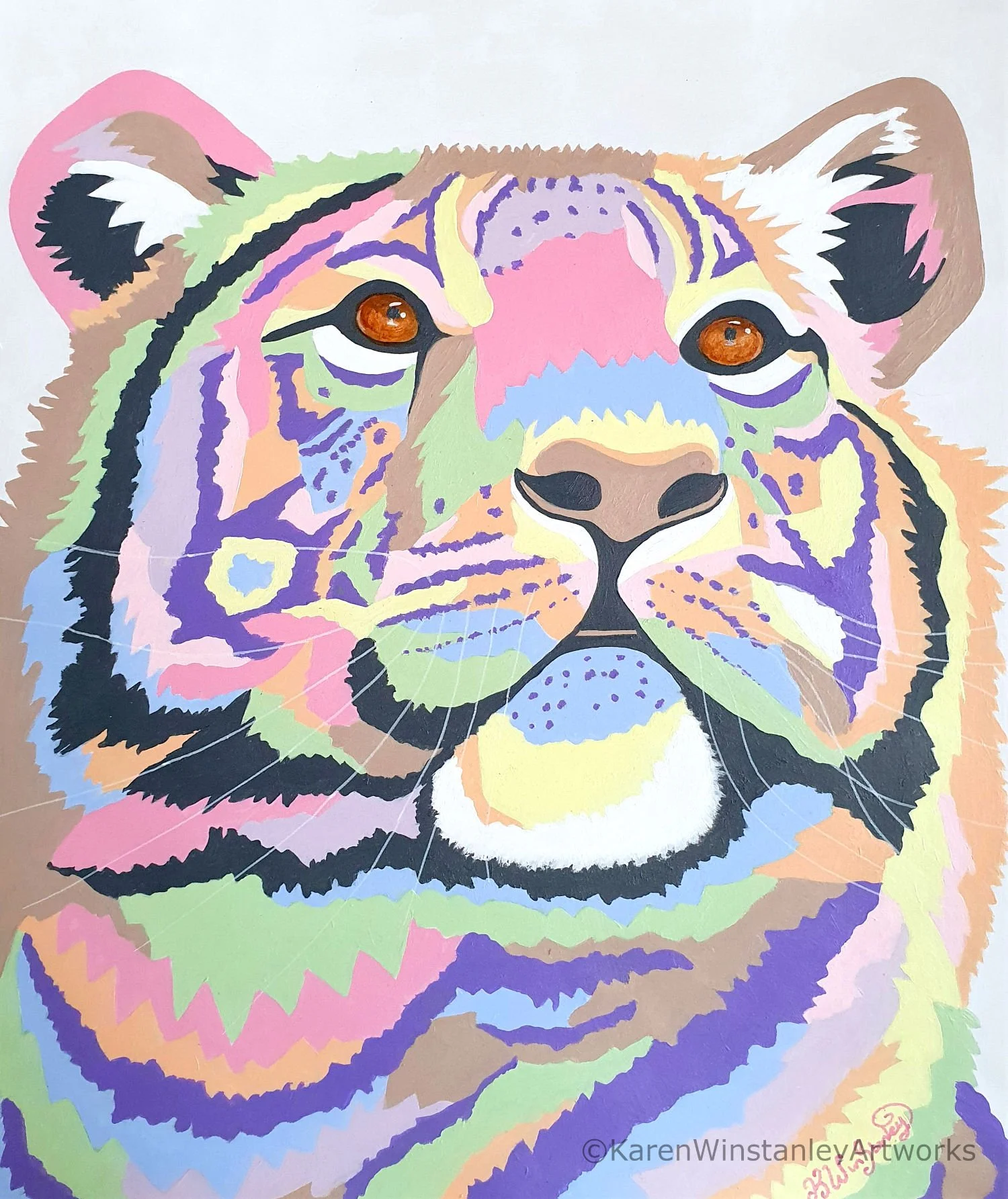 Pastel Tiger - Acrylic Painting