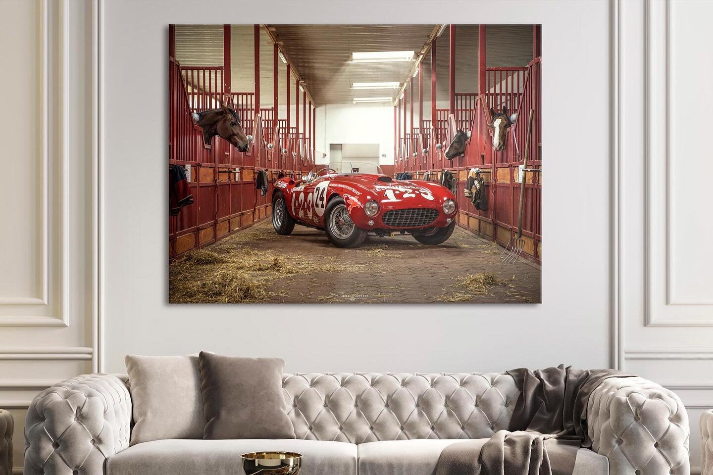 BILDERMEISTER-WANDBILD, Motiv: &quot;Ferrari 375 MM Spider Pininfarina, Horses 2015&ldquo;, erh&auml;ltlich in zahlreichen Ausf&uuml;hrungen und Formaten, z. B. als Fotoleinwand im Format 160 x 120cm f&uuml;r EUR 379,- (ab EUR 49,-).

#ferrari #pferd