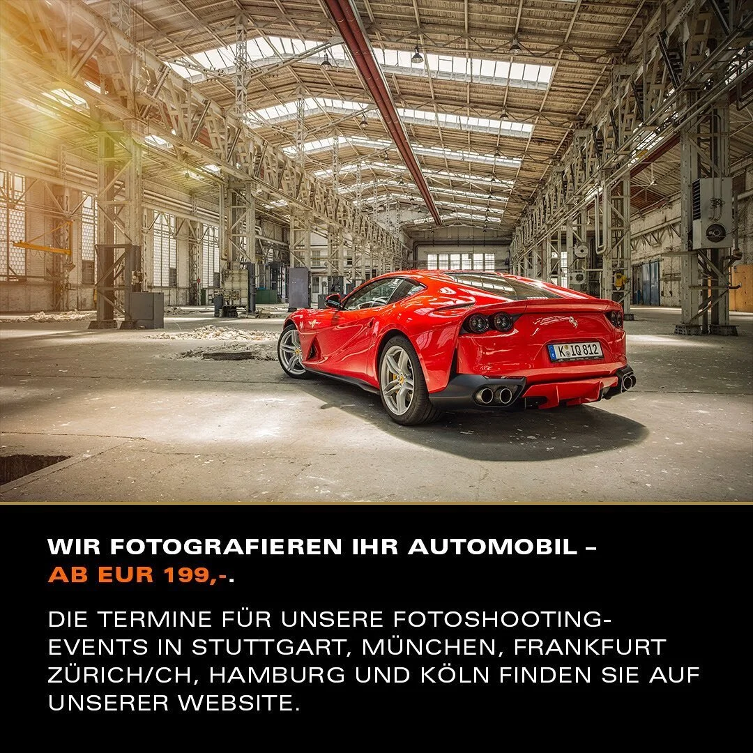 WIR FOTOGRAFIEREN IHR AUTOMOBIL &ndash; AB EUR 199,-.

www.bildermeister.com/event-termine

#automotivephotography #fotoshootingevent #ferrari #porsche #mercedes #bmw