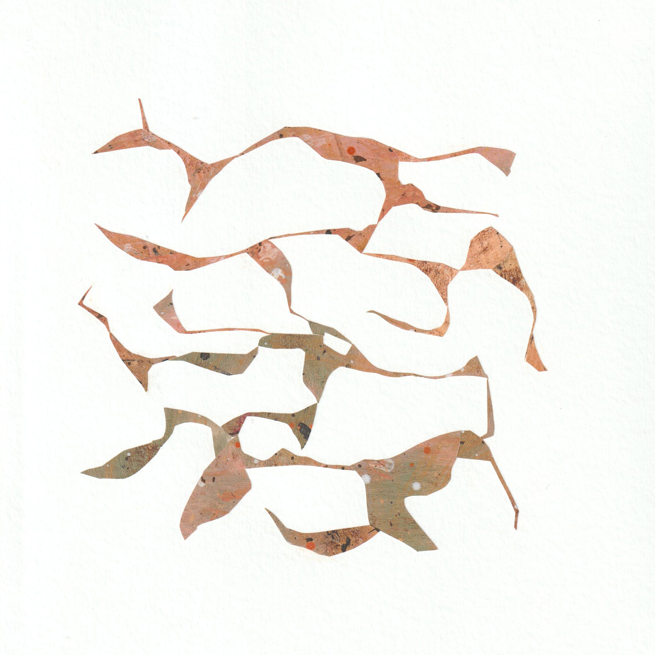 Interstices 2 - 20x20cm - collage de papier imprimés et peints à la main