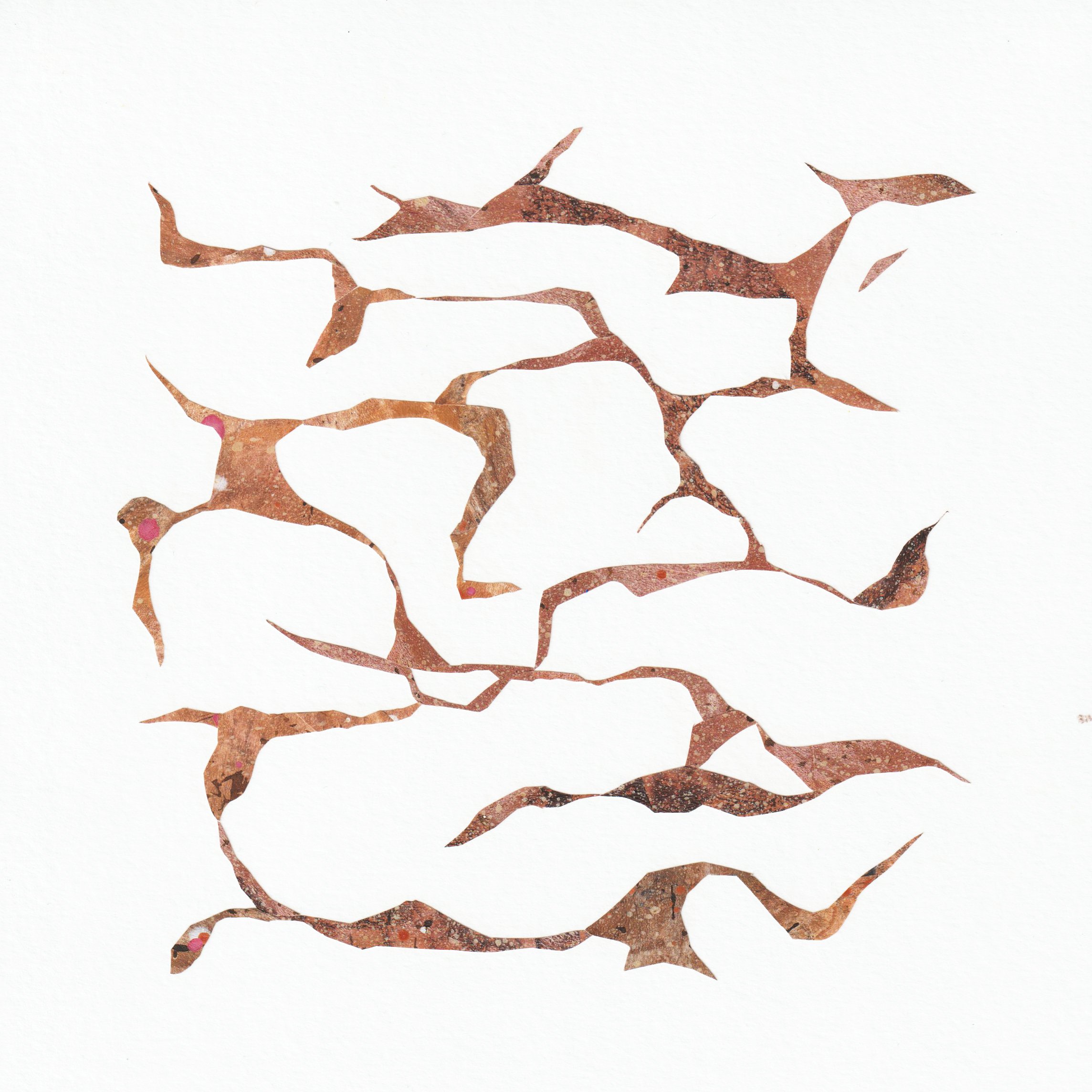 Interstices 5 - 20x20cm - collage de papier imprimés et peints à la main