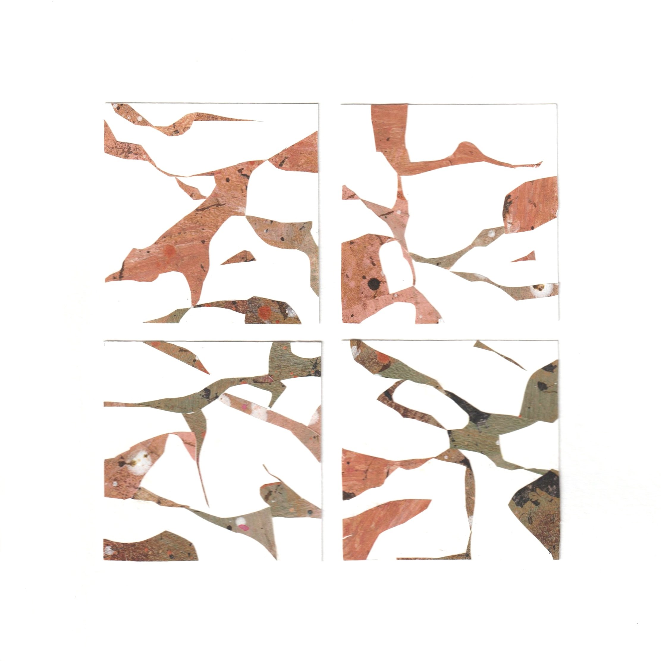 Interstices 4 - 20x20cm - collage de papier imprimés et peints à la main
