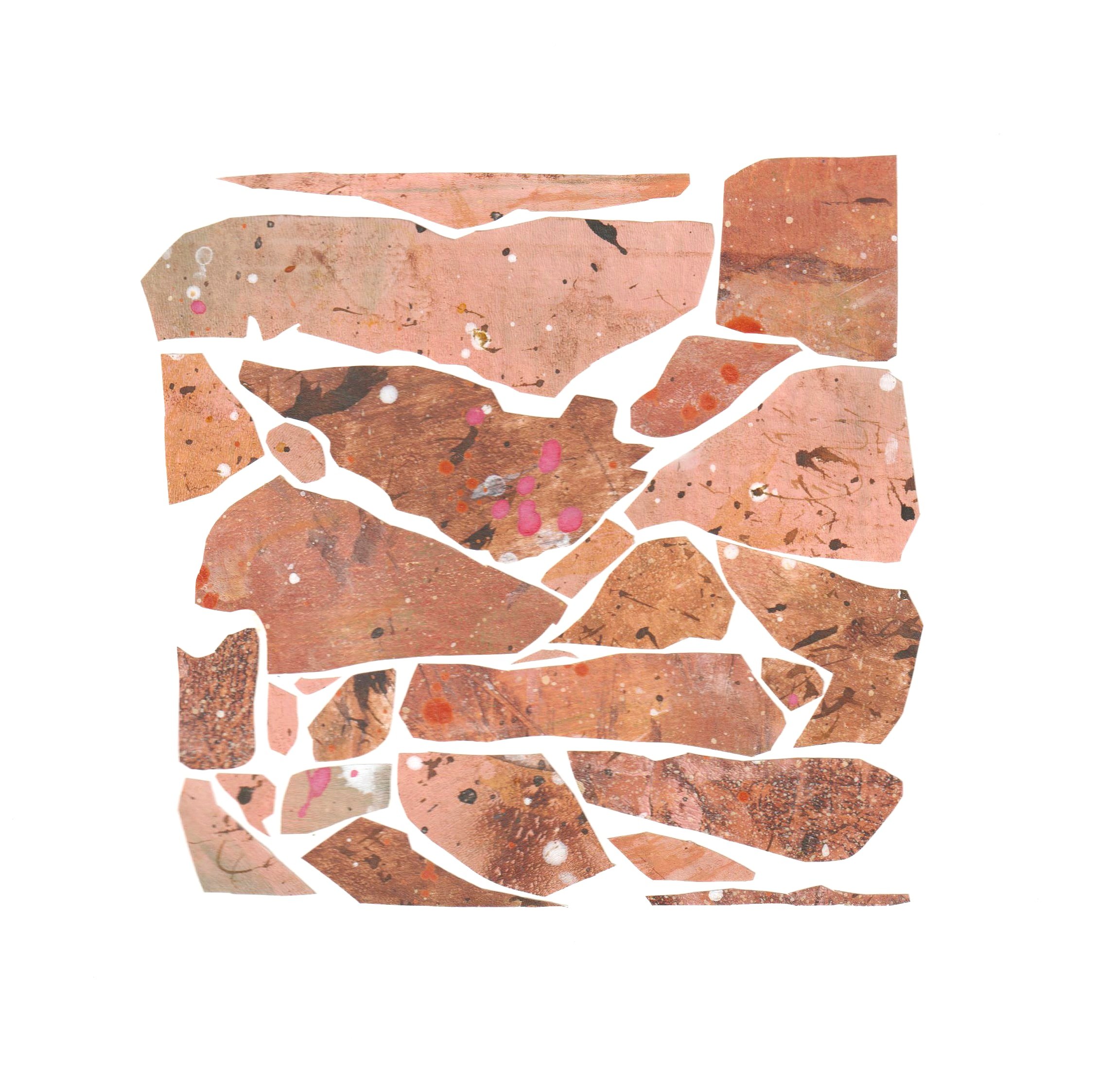 Interstices 3 - 20x20cm - collage de papier imprimés et peints à la main