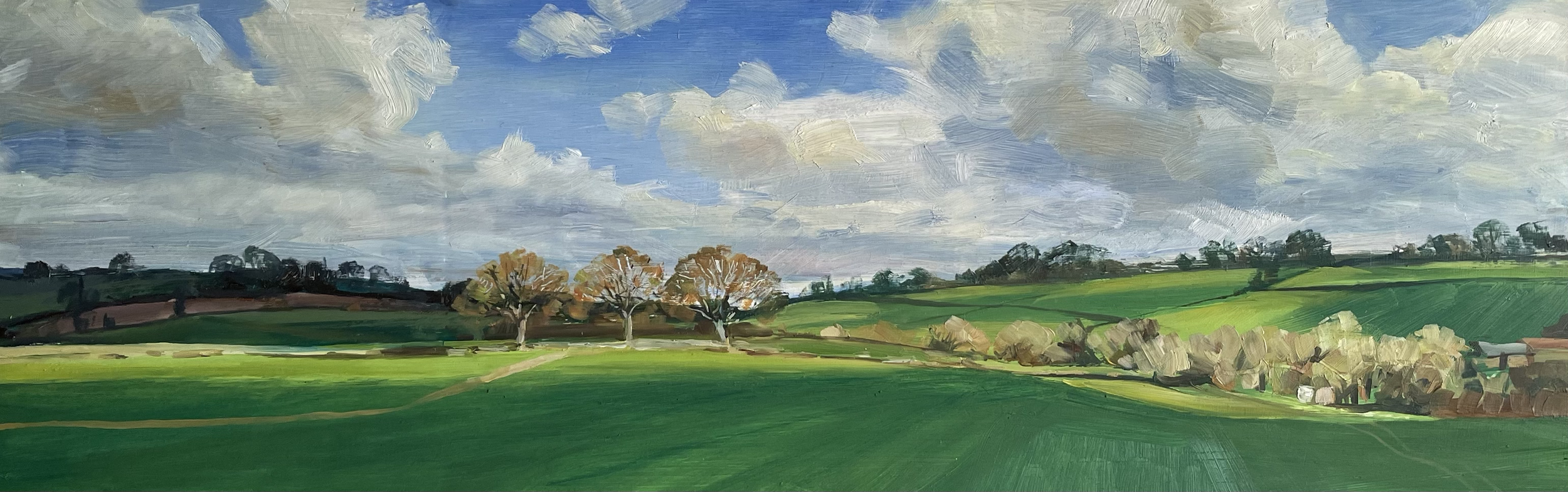 Three Oaks, Herefordshire, oil on board