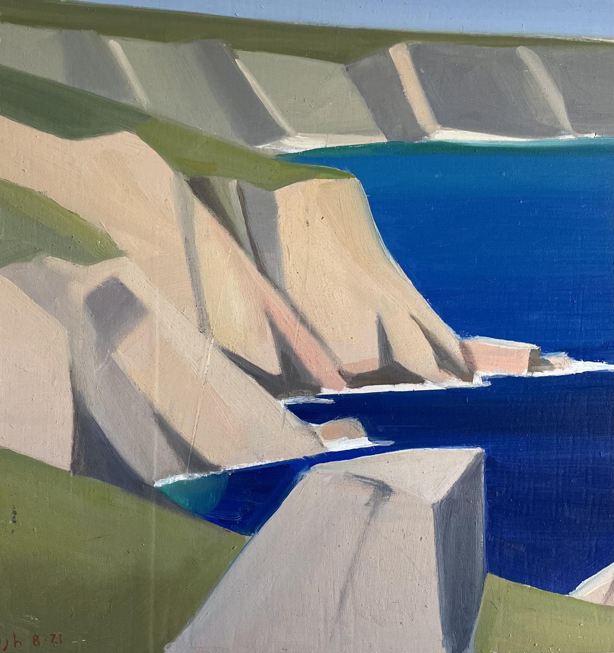 Porthcurno, Cornwall, oil on board
