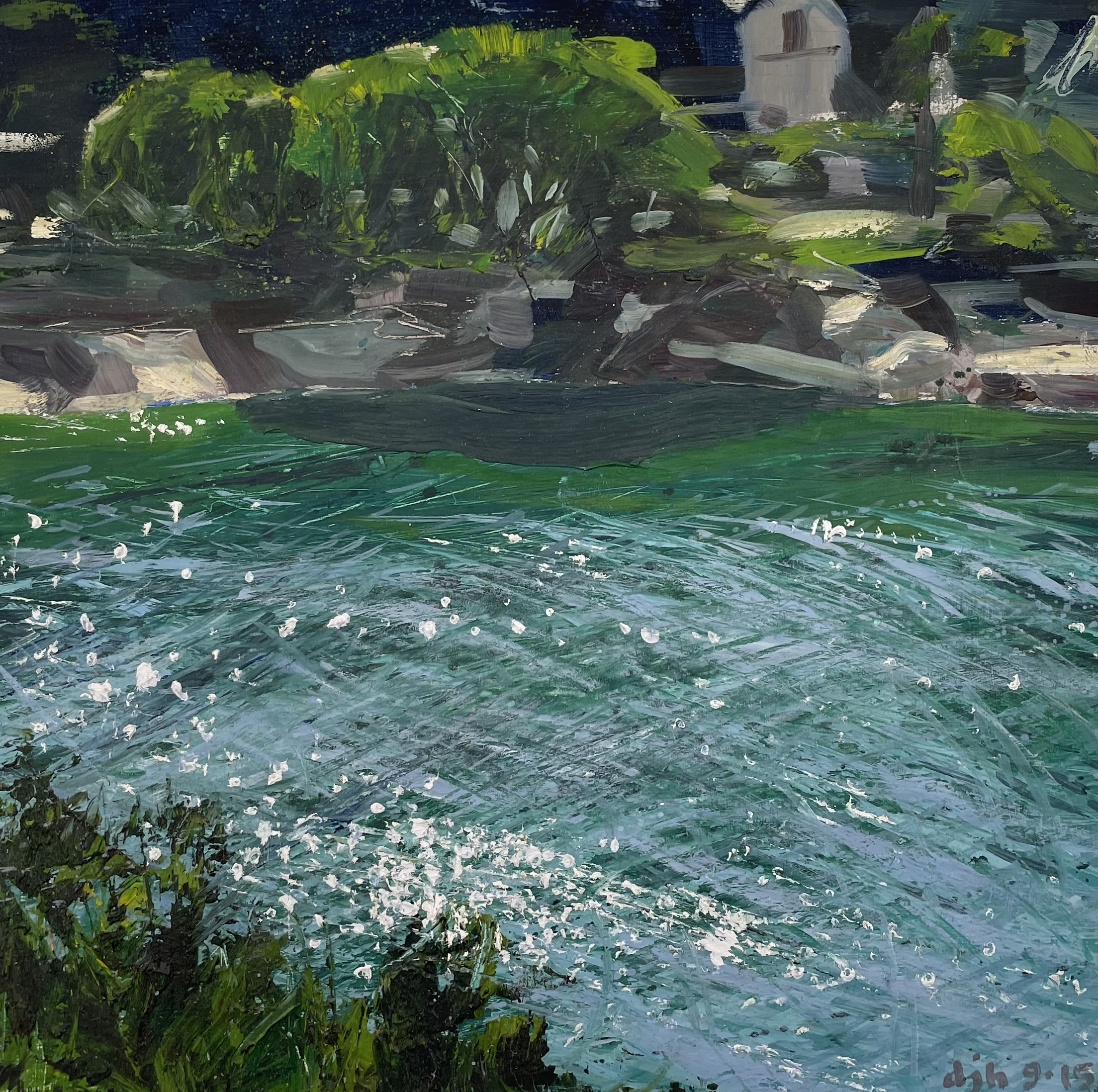 View from North Road, Salcombe, oil on board