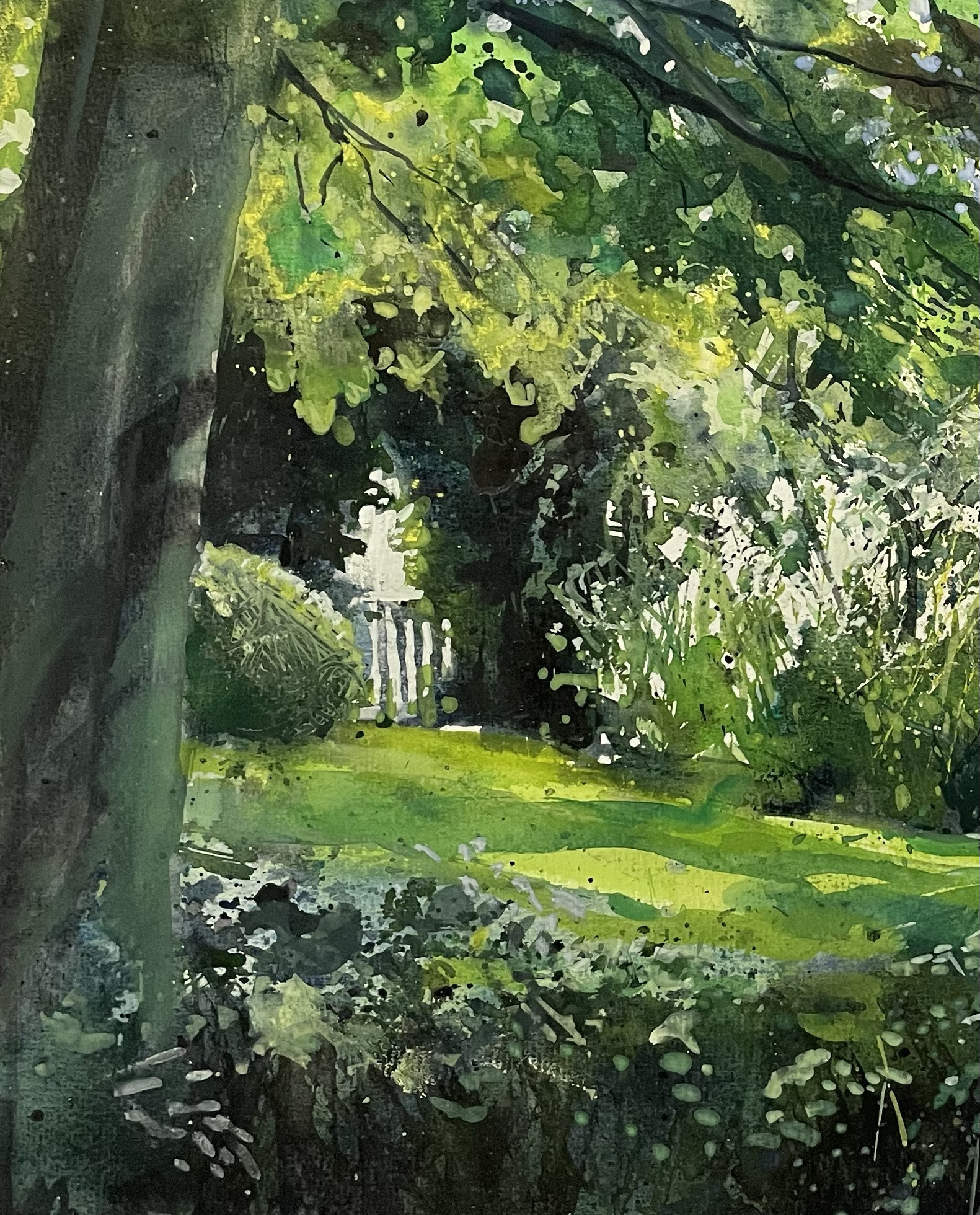 Garden Gate, Easter Compton, mixed media on paper