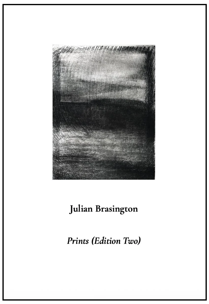 A ghost print by Julian Brasington on the cover of 'Prints (Edition Two), a catalogue of hand-pressed prints.