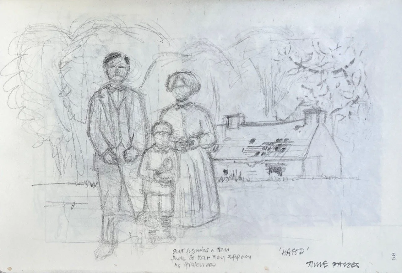 Teulu.  Graphite, Leuchtturm 1917 notebook.  21 x 14 cm