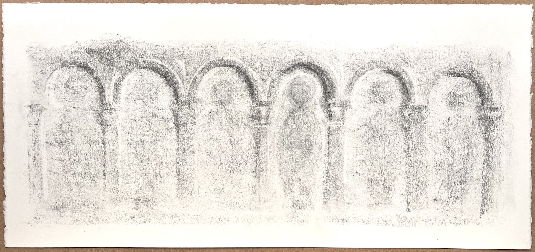 Charcoal drawing of emergent figures by Julian Brasington