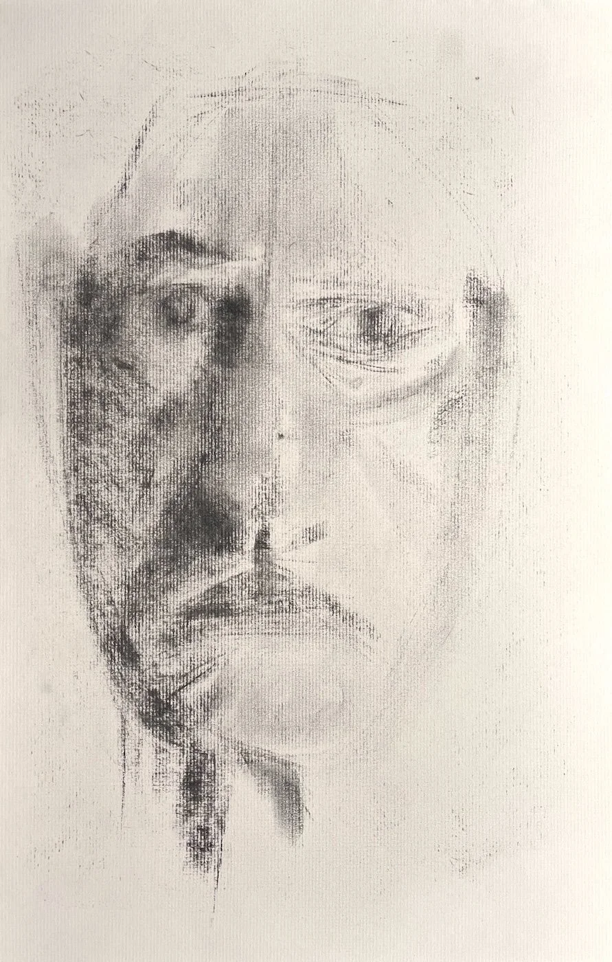 Self Portrait I, Charcoal on paper, 2025