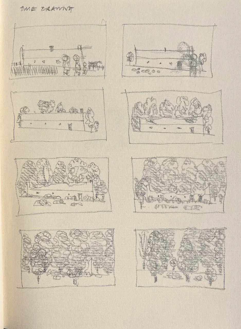 Time drawing.  Graphite.  Fabriano classic artist journal. 15 x 20 cm.