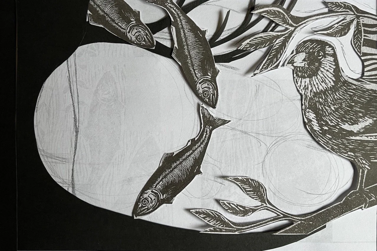 Collage.  Developing a composition