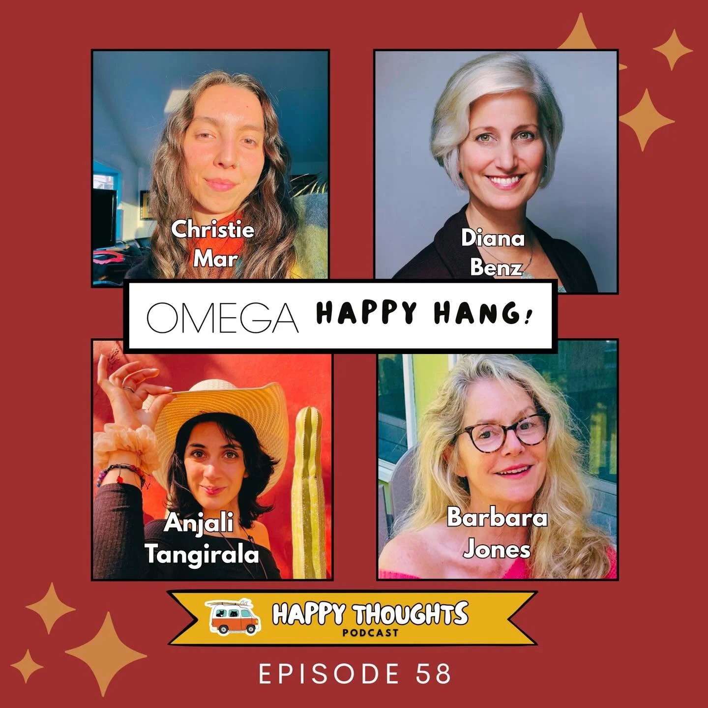 Happy Thoughts Podcast: Episode 58

This final episode from my season at @omegainstitute features Diana Benz, Barbara Jones, Christie Mar, and Anjali Tangirala! Today we have our first on air Happy Hang!&nbsp;

I love a Happy Hang to cut to our s