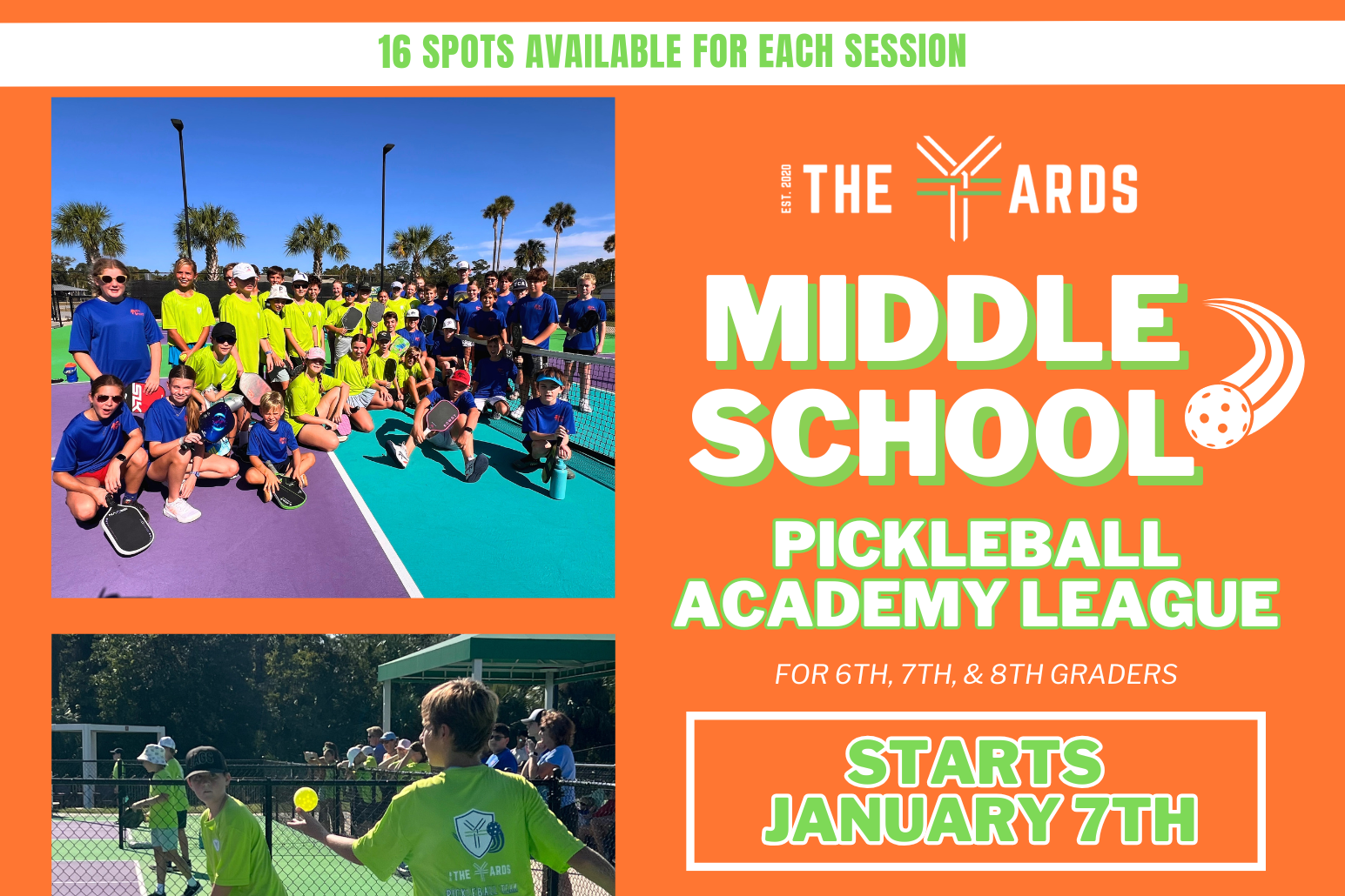 Middle School Pickleball Academy League (6-8 grade)