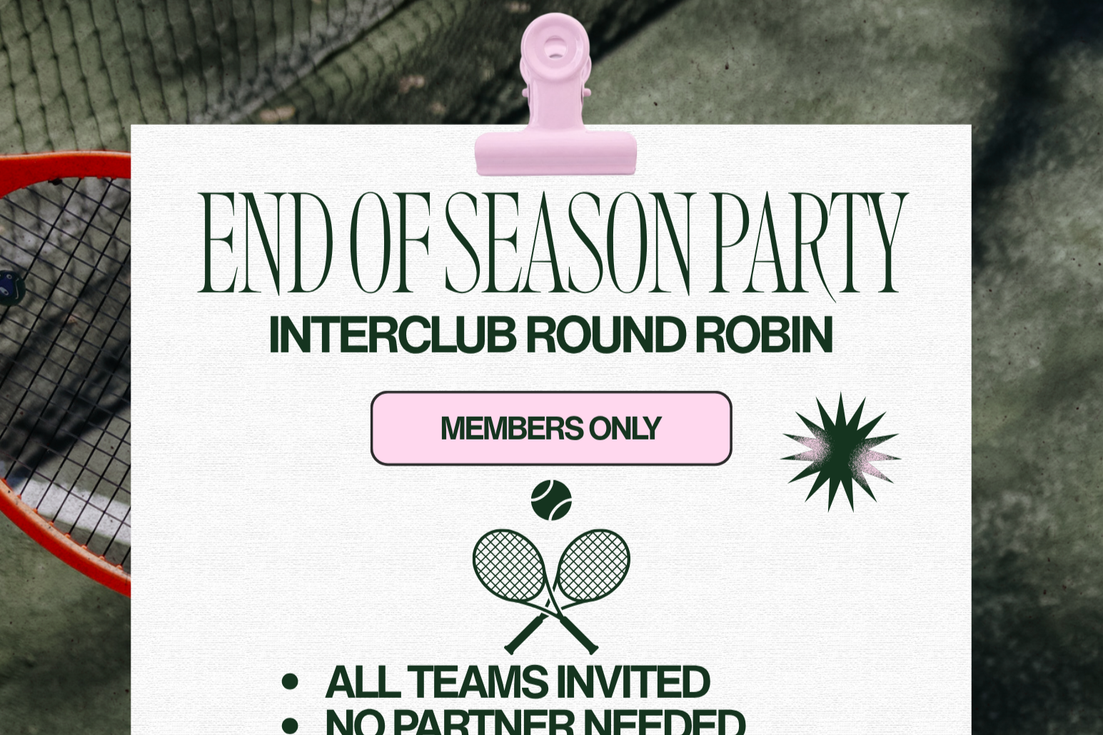 End of Season Tennis Party (MEMBERS ONLY)