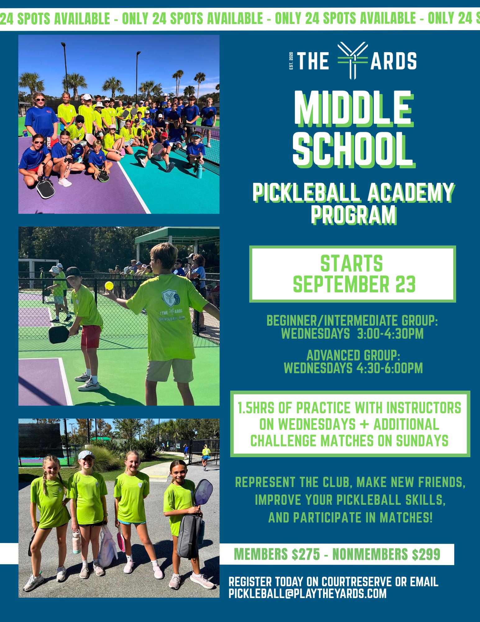 Middle School Pickleball Academy Program