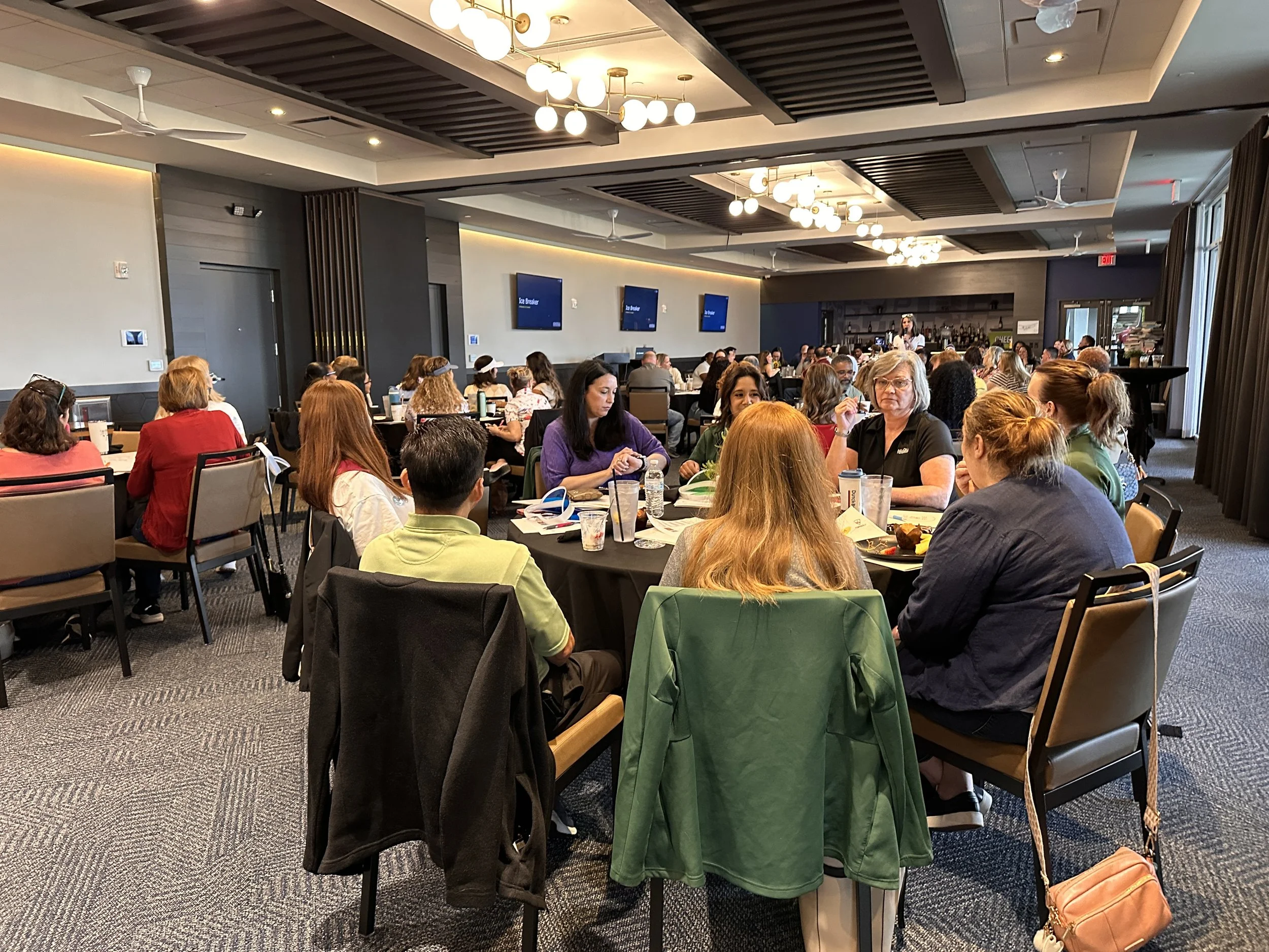 team building workshop in large conference room