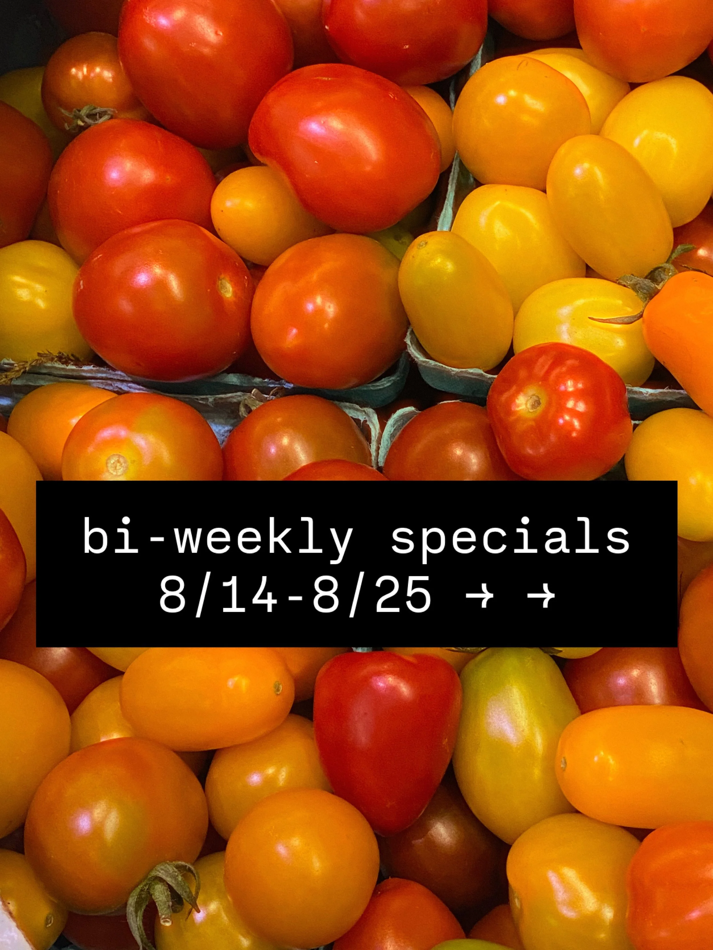 New round of specials! This is our first week open 5 days a week (closed Wednesdays and Thursdays for now and into the near future!) and peak summer produce is reeeaaally swinging. 

Beautiful local tomatoes from @plowbreakfarm on this omelette speci