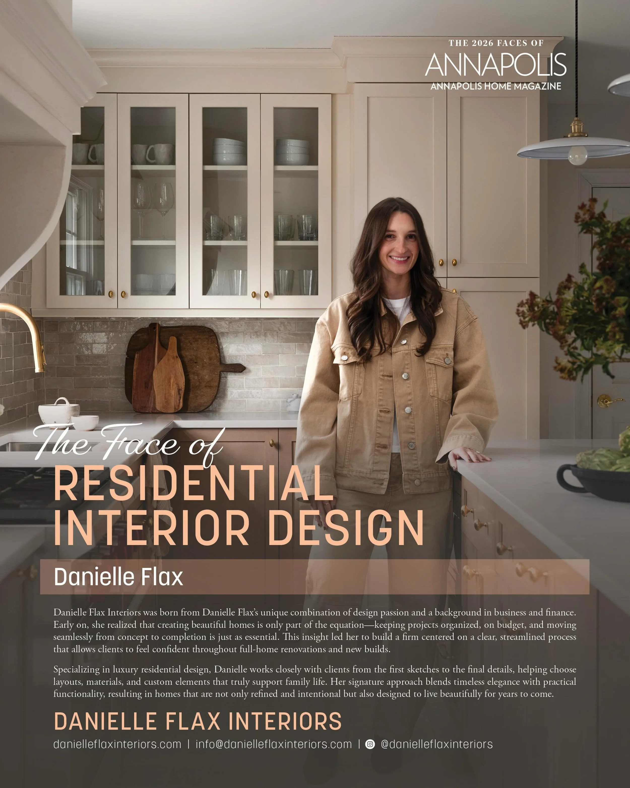 Feeling grateful to be recognized as the Face of Residential Interior Design by @annapolishomemagazine! A girl raised in Naptown, to building a business here - it means so much! 🤎

#danielleflaxinteriors #marylandinteriordesign #marylandinteriordesi