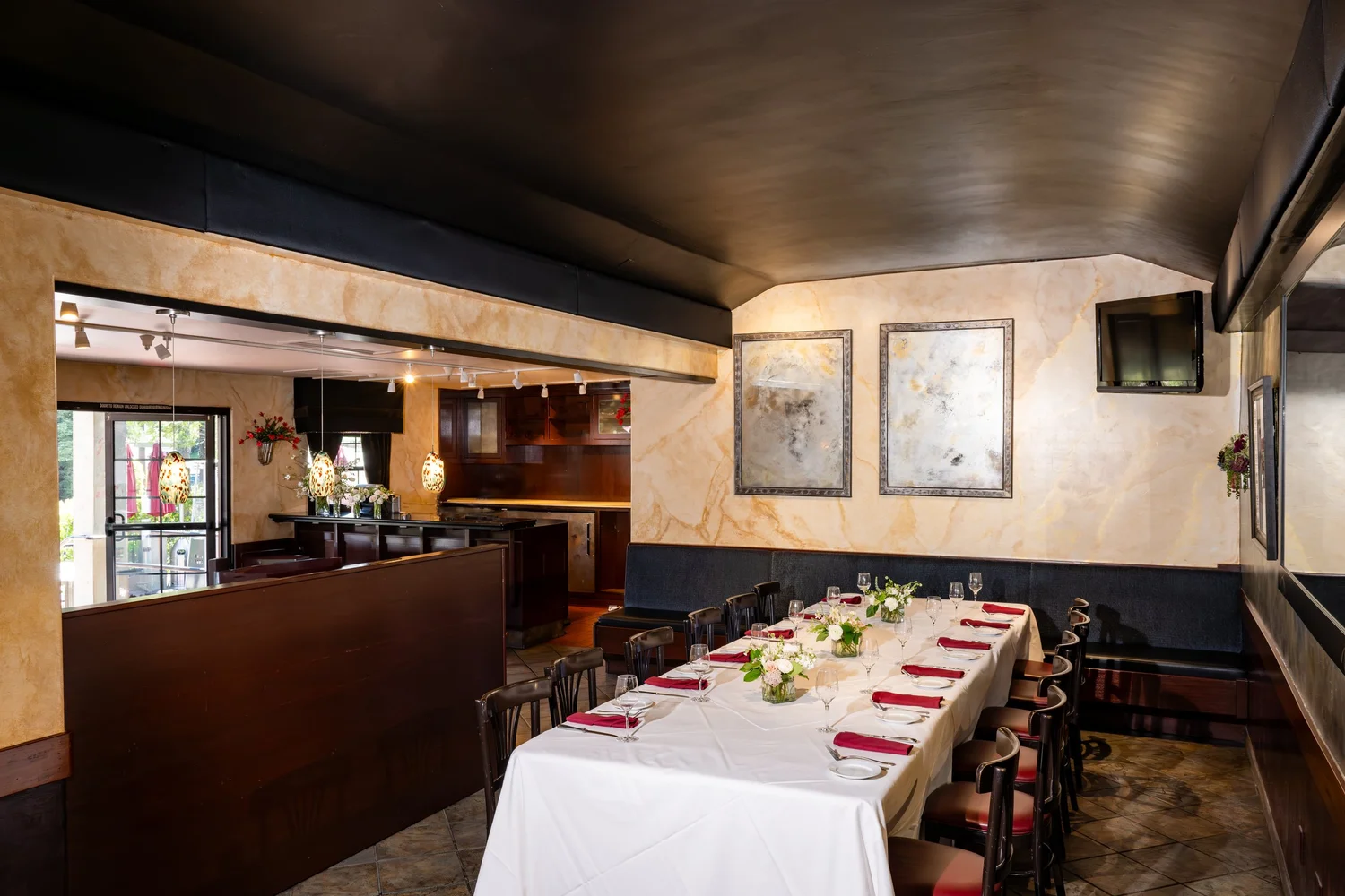 Curated visual reference: Gourmet Dining Room With Chef S Table Reference: Event Space