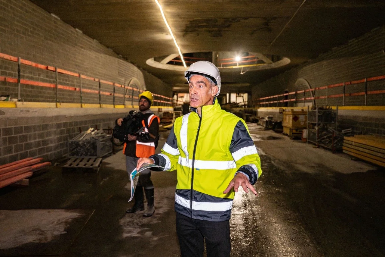 Werfbezoek nieuwe metro station Toots Thielemans.