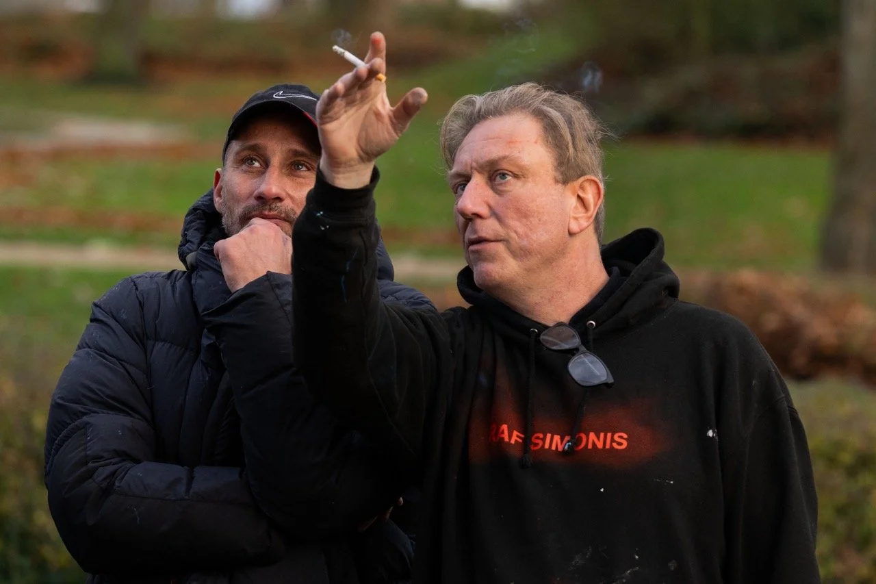 Muurschildering Matthias Schoenaerts en Koen van den Broek.