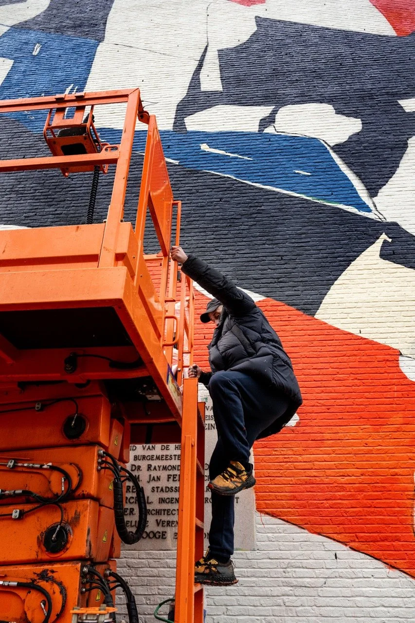 Muurschildering Matthias Schoenaerts en Koen van den Broek.