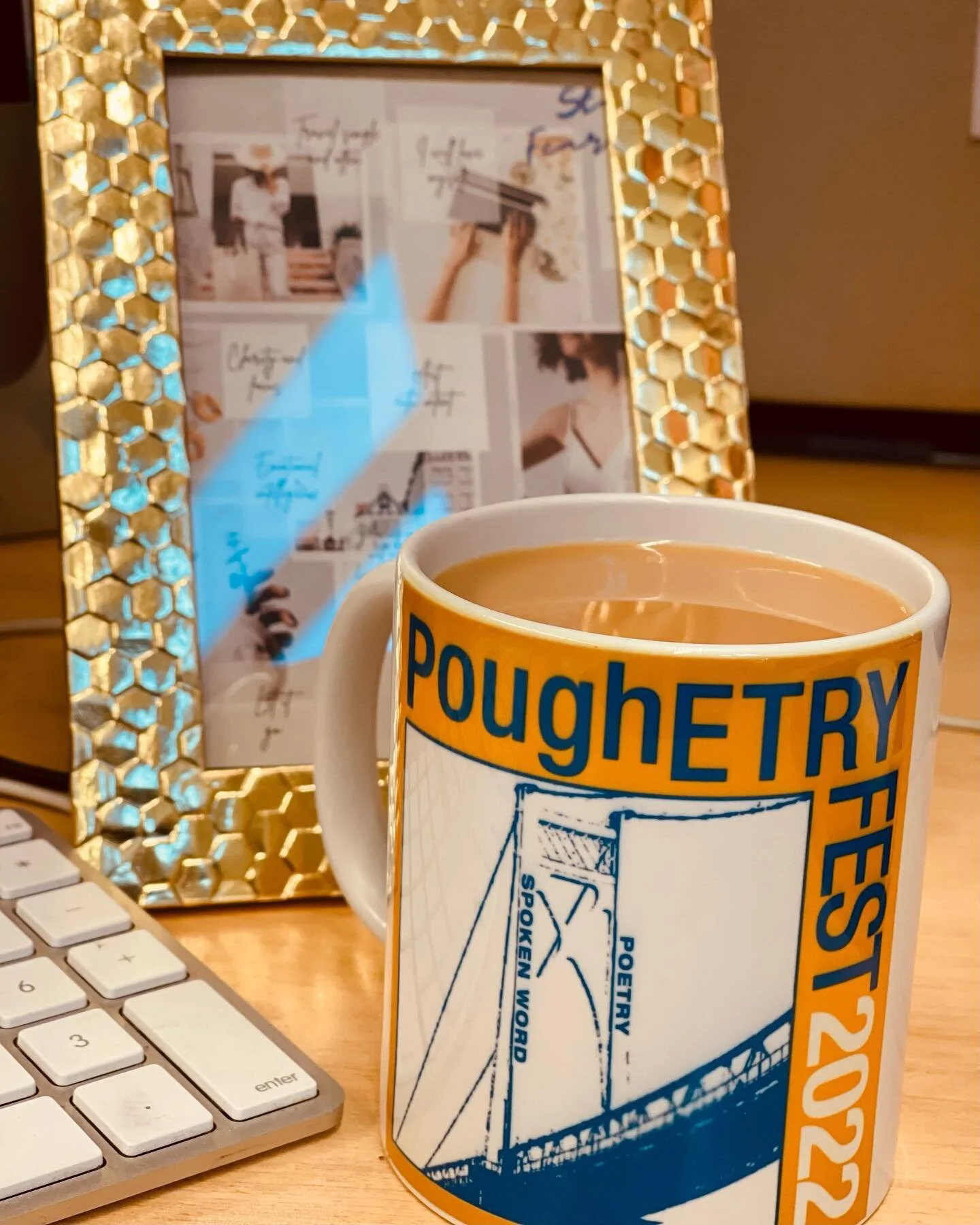Gear up for @poughetryfest 2022, grab your coffee or tea and see you online!! Saturday, April 23rd 12 pm to 8 pm OR join us Live and In-person at the Cunneen-Hackett Arts Center (12 Vassar St, Poughkeepsie NY.) 

#poughkeepsie #poughetryfest #poughet