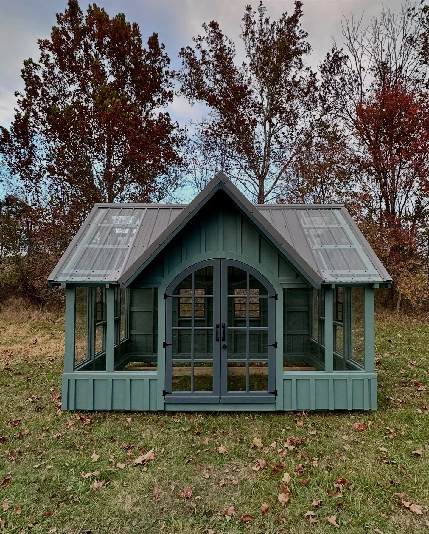10&rsquo; x 14&rsquo; 🌱 custom greenhouse with 6 opening windows. This was designed without a floor so the customer could have a base of their choice! We love this color combo. Tell us what you think!www.truecraftsheds.com #truecraftsheds 

 #flower