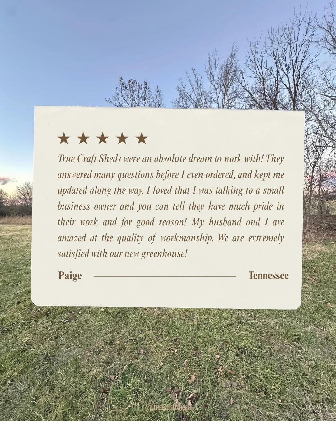✨Reviews✨ like this keep us small business owners going! We are forever thankful for the continued support and encouragement 🌱 We love bringing your garden shed and greenhouse dreams to life, and hope to be doing it for many years to come! 

#truecr