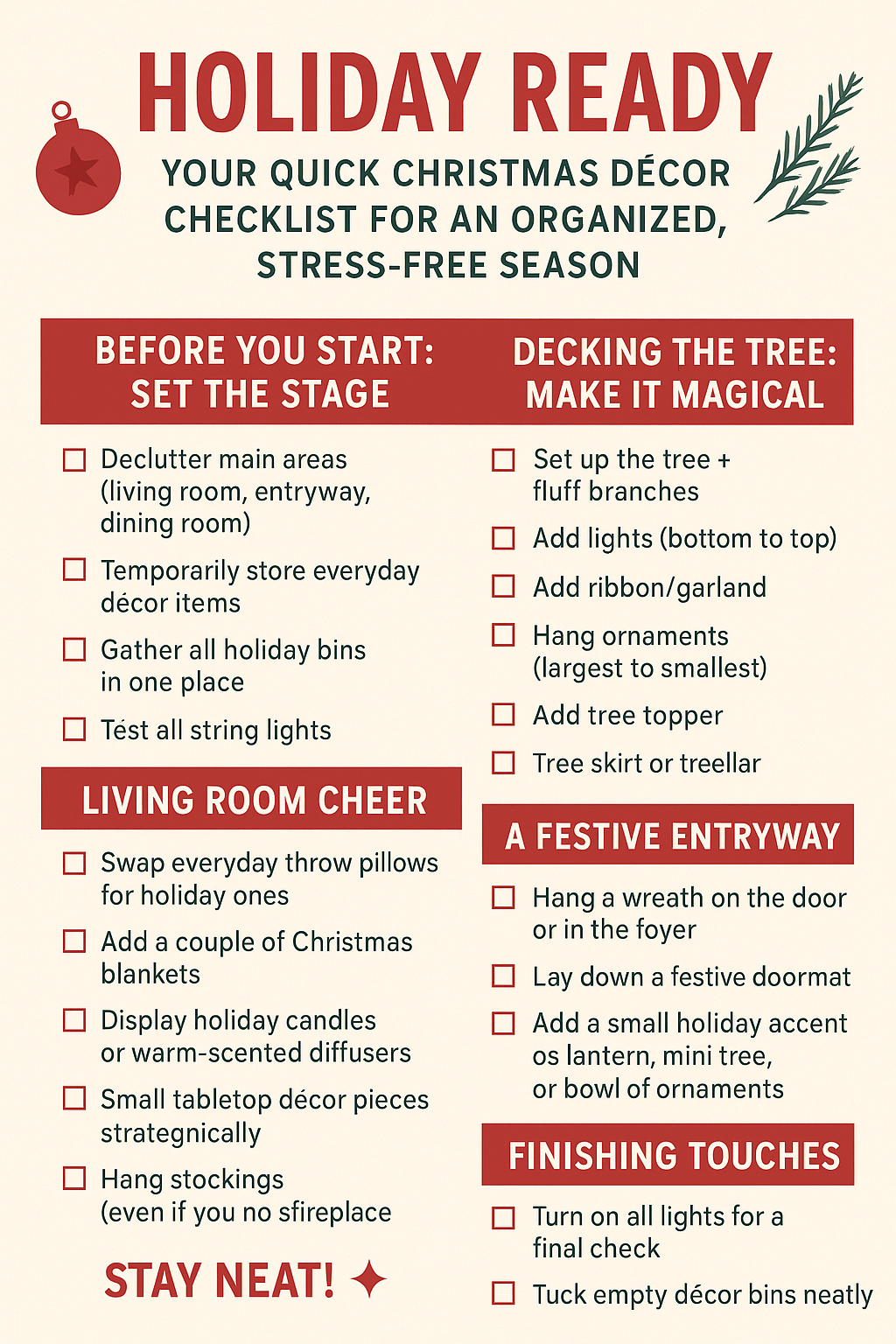 Holiday Ready: Your Quick Christmas Decor Checklist for an Organized, Stress-Free Season