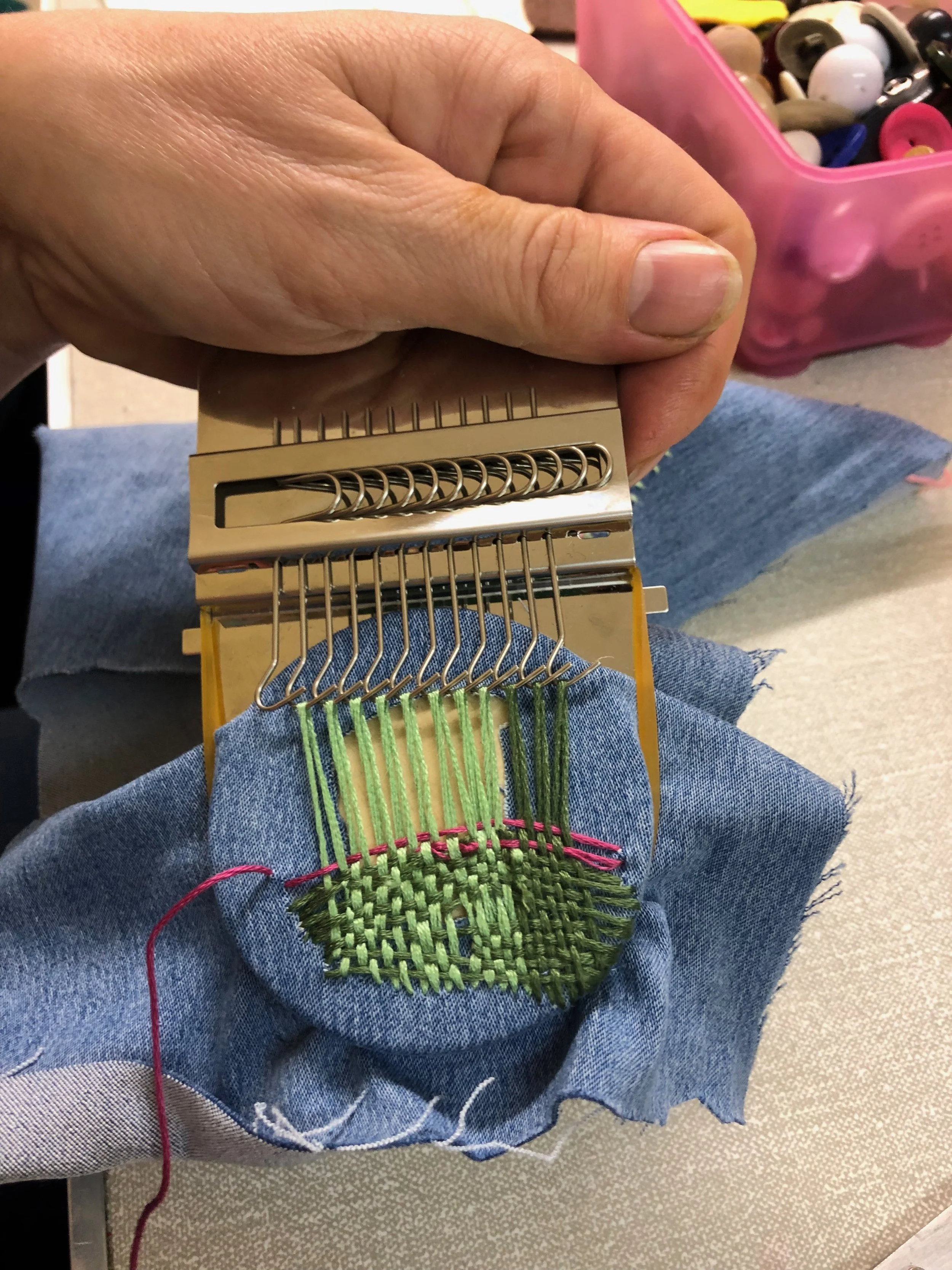 Darning on a Loom at Festival of Quilts