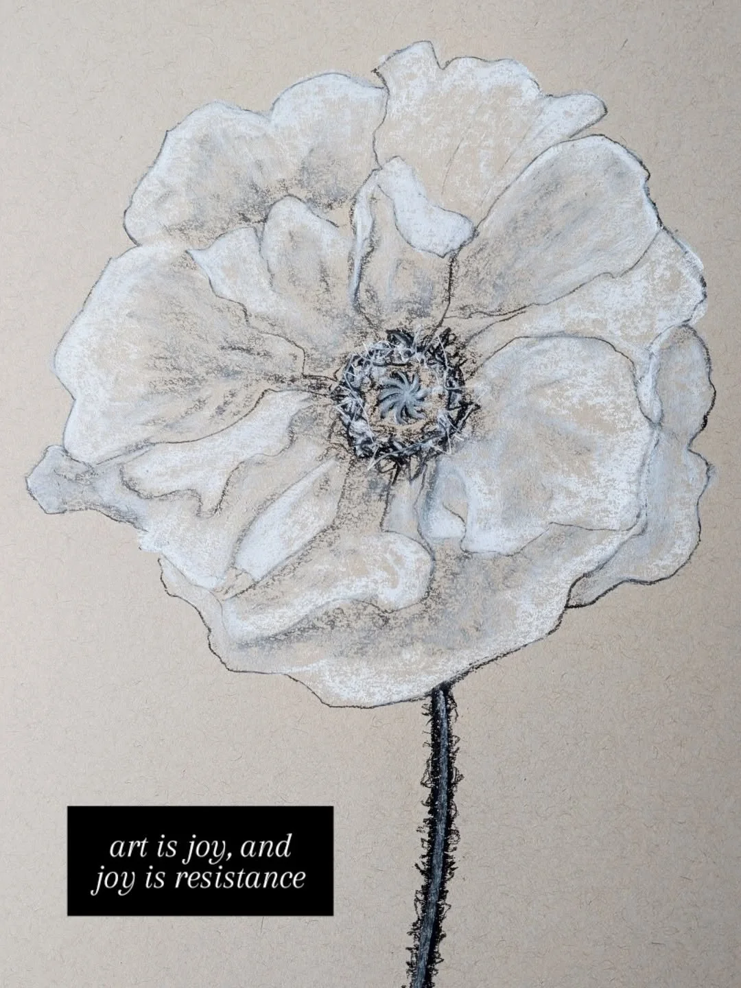 I believe art is joy, and joy is resistance.
.
I painted a white poppy for hope.
.
It feels both necessary and a little strange to make and share art right now. I had other things planned, but this felt more aligned with what I&rsquo;m feeling, seein