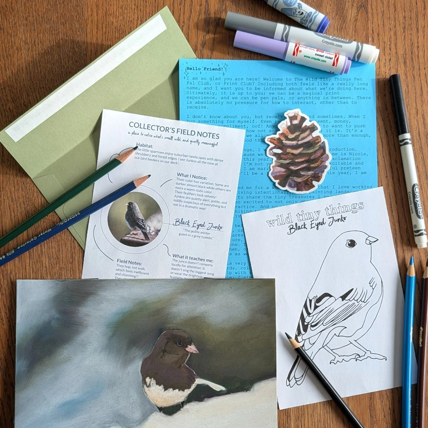 Today is the last day to join Wild Tiny Things for February's mailing.
.
This is the end of the window for this month. If you have been circling the idea of slow mail and small art, this is your moment! 
.
Wild Tiny Things is a monthly pause. A lette