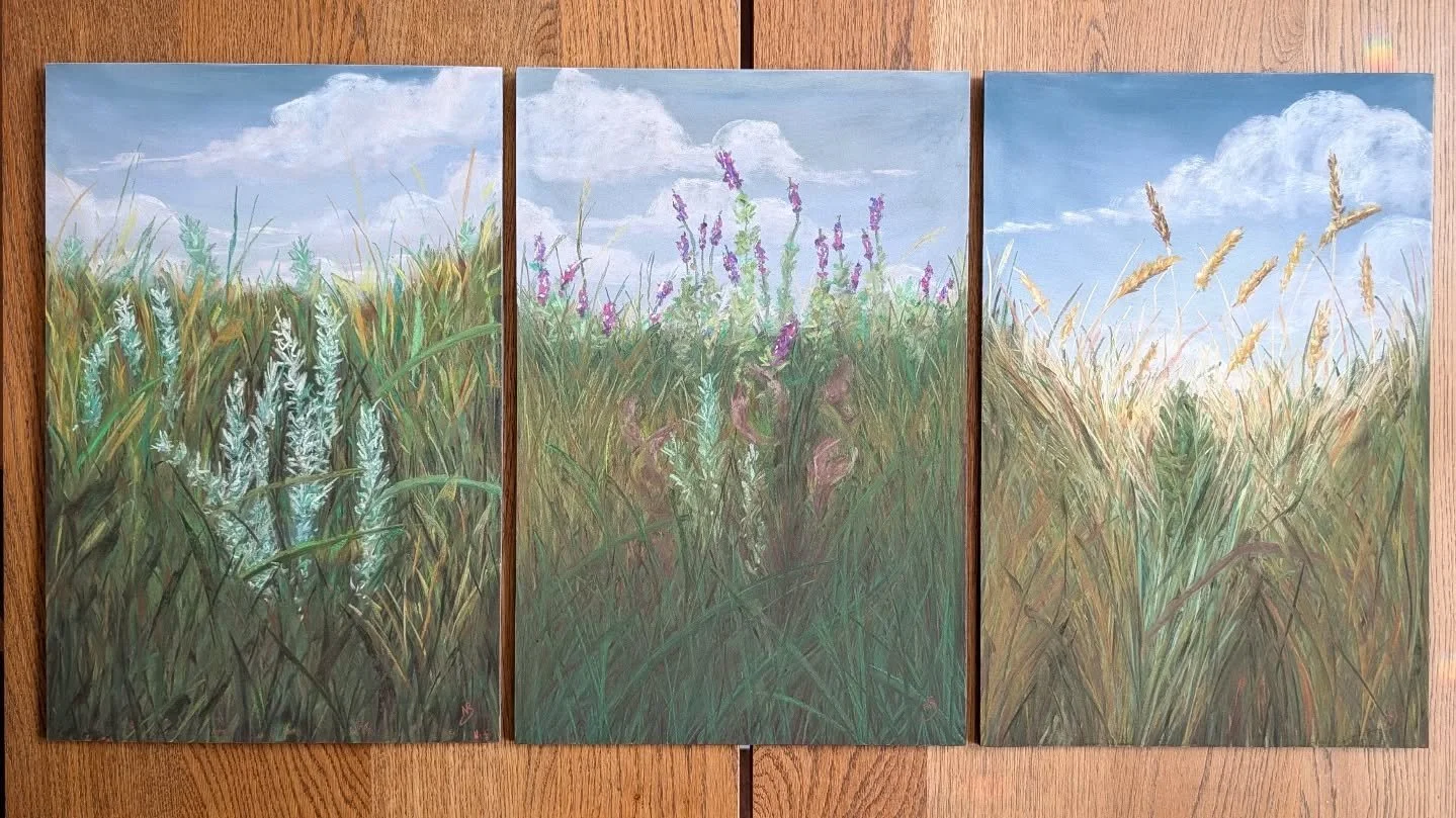 Soft light. A good book. The prairie right there on the wall.
.
That's the dream, isn't it?
.
The Konza Collection is available now, original soft pastel, ready to come home with you. These are one-of-a-kind pieces!
.
Which one do you see in your spa
