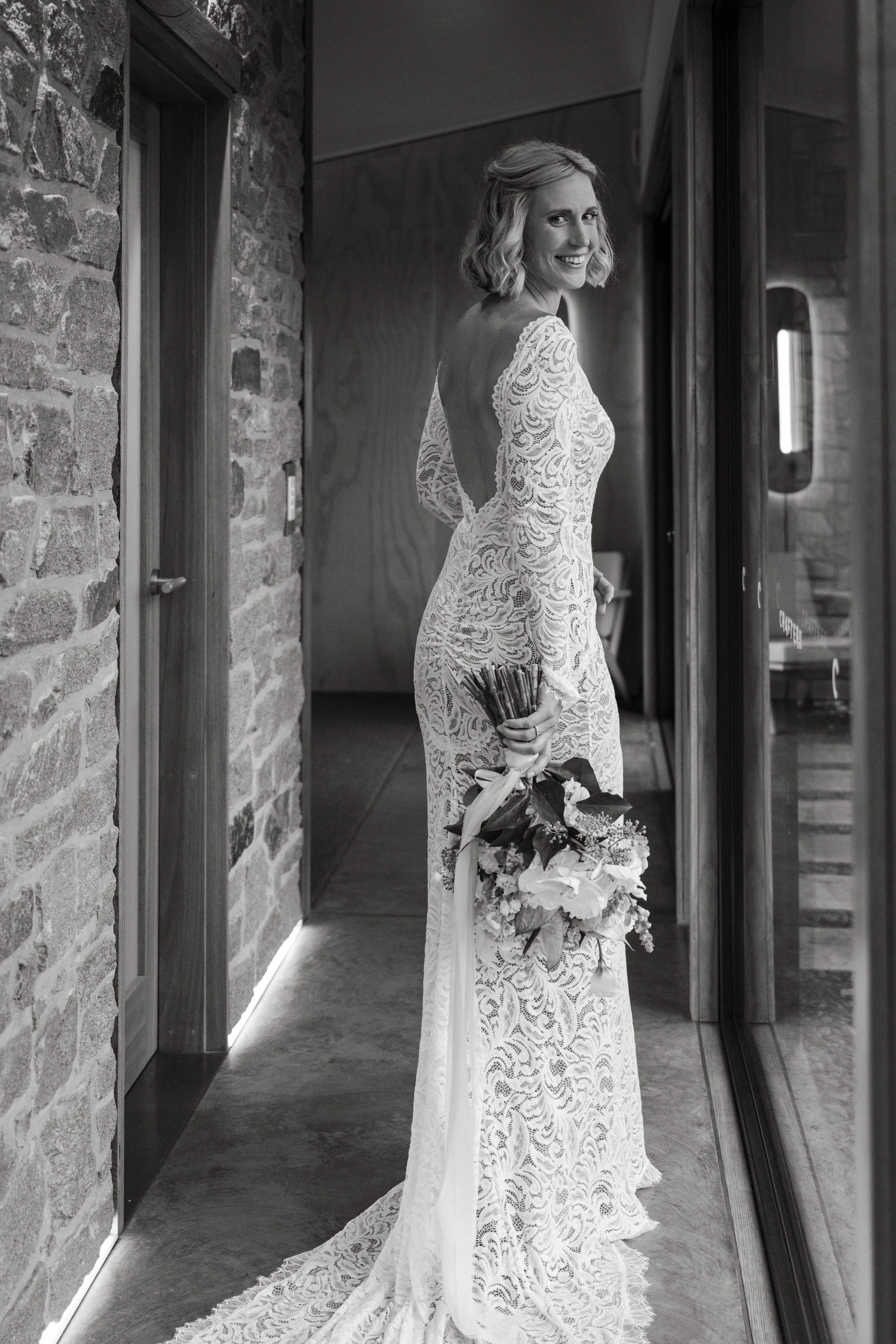 Snowy Mountains NSW wedding photographer capturing bride at Crafters Cabin