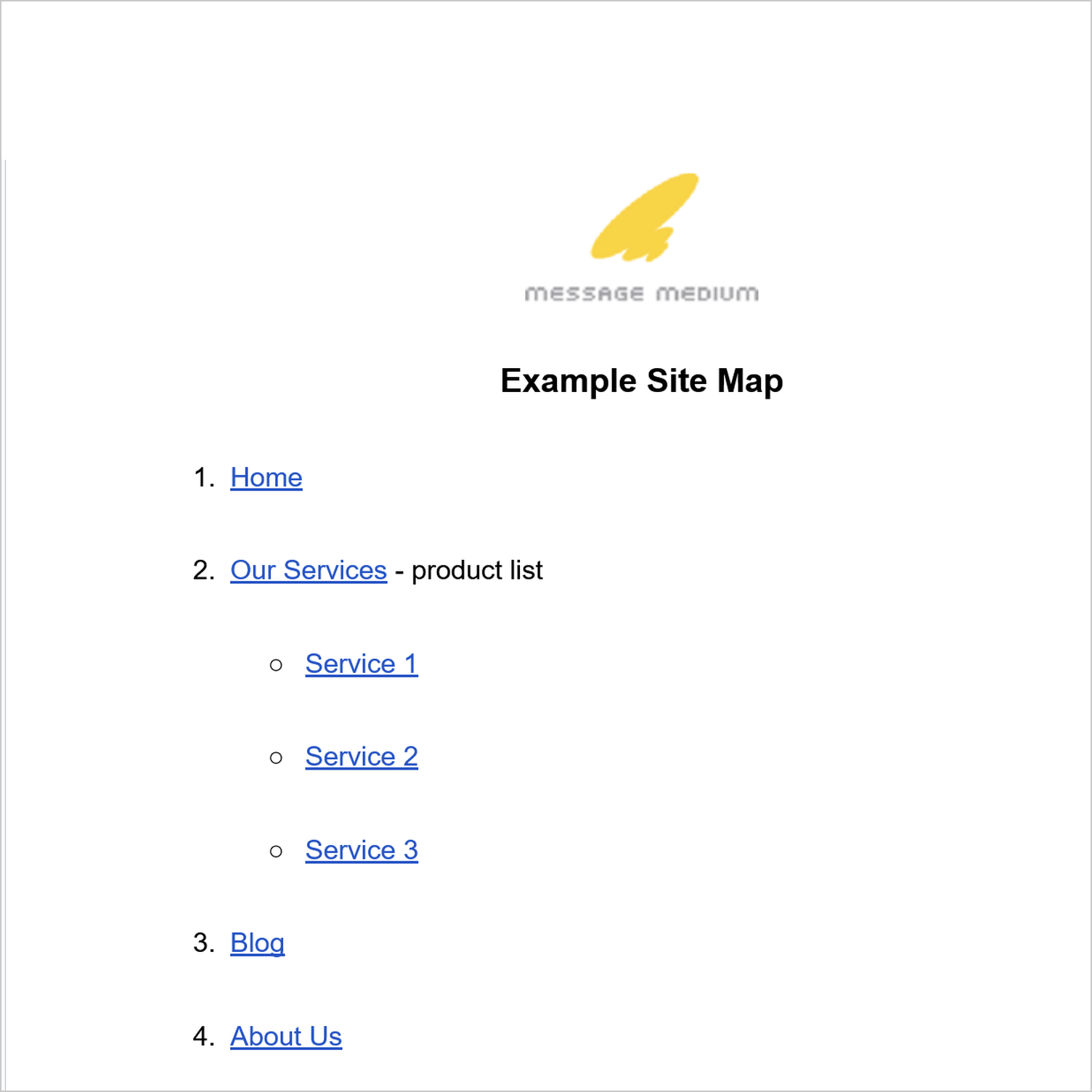 Site Map Google Docs - Service Business