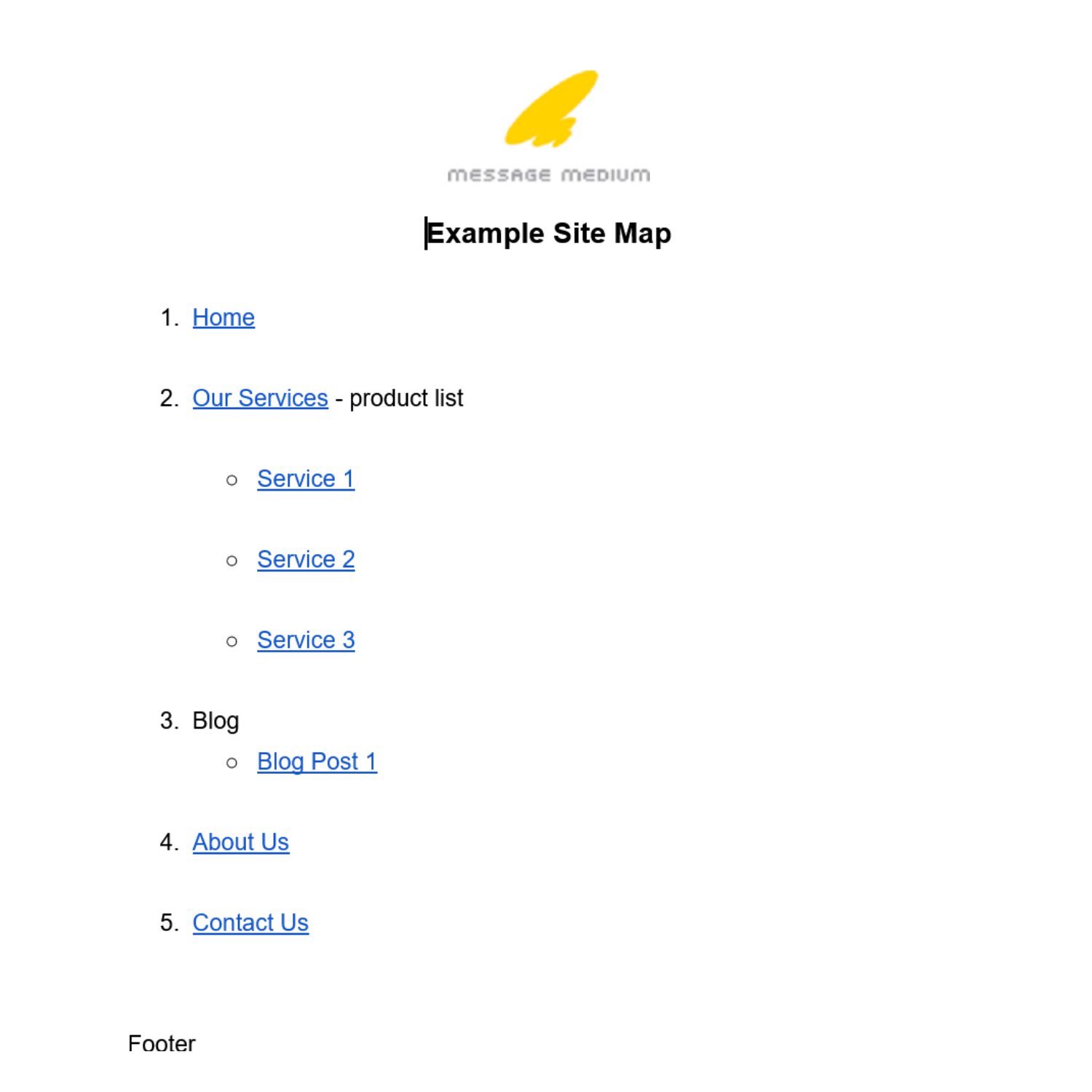 Site Map Google Docs - Service Business