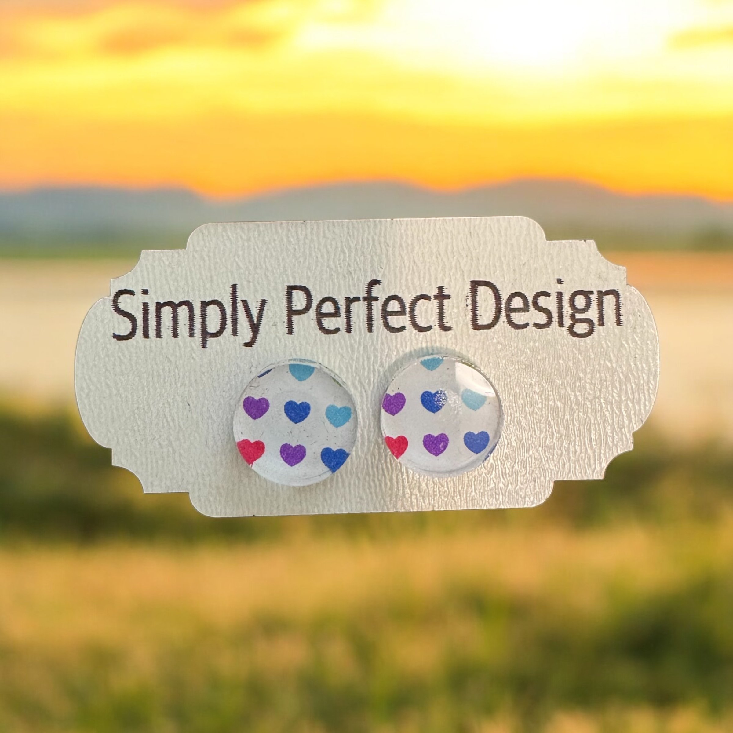 Heart Stud Earrings for Women - Hypoallergenic American Flag Design, Stylishly Cute Gold Jewelry Accessory - Perfect for Valentines and Galentines Outfits with Unique Flat Back Comfort.
