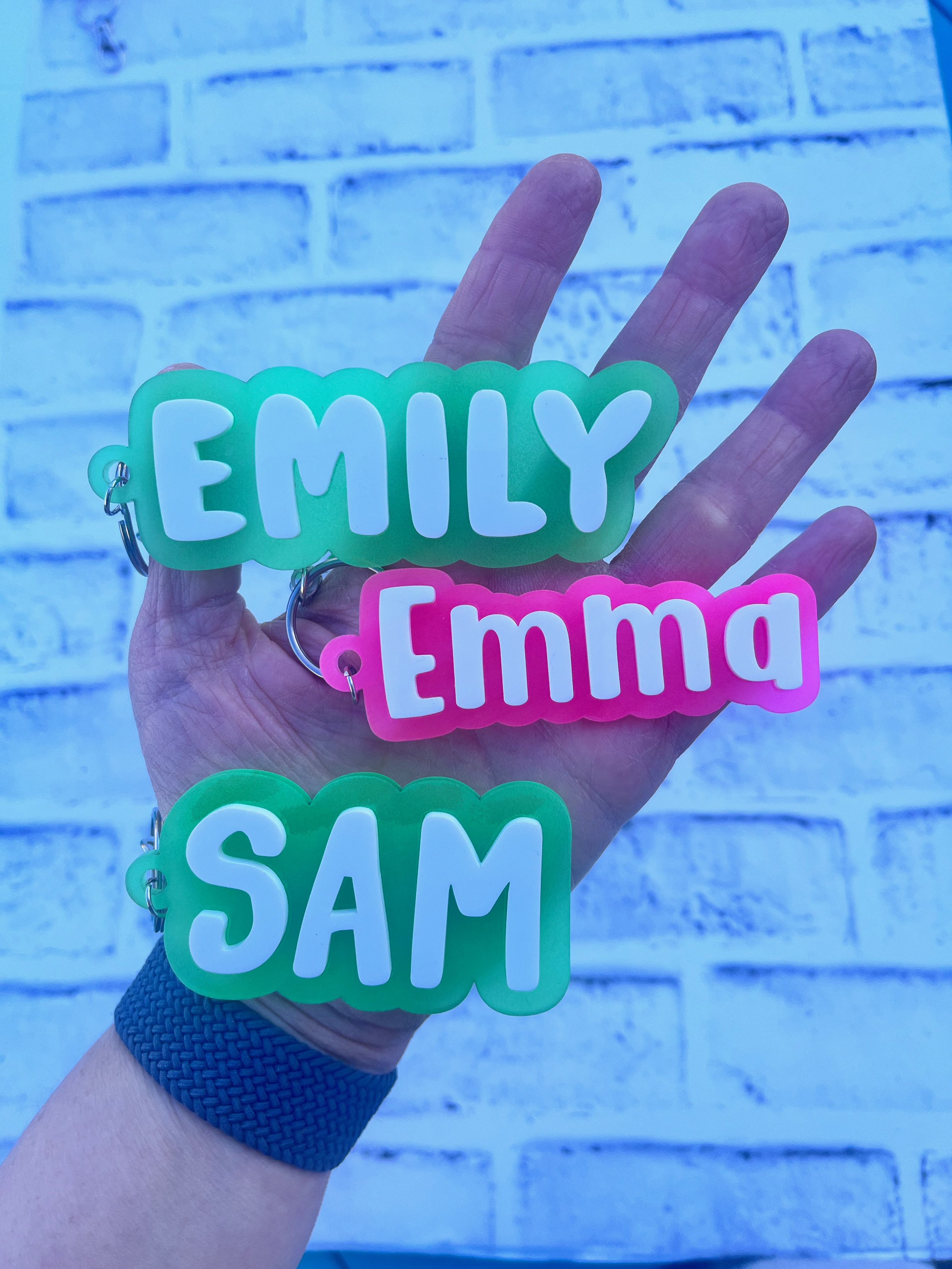 Glow In The Dark Name Keychain, Acrylic Tag, Personalized Name Clip, Backpack Keychain, Diaper Bag Tag, 3D Name Tag, Mama, Gifts for her, Gifts For Kids