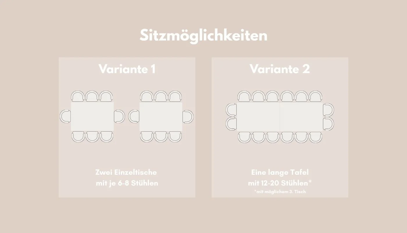 Illustration zwei Sitzmöglichkeiten in beigen Tönen