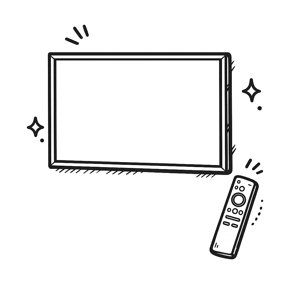 Illustration eines Flachbildfernsehers und einer Fernbedienung