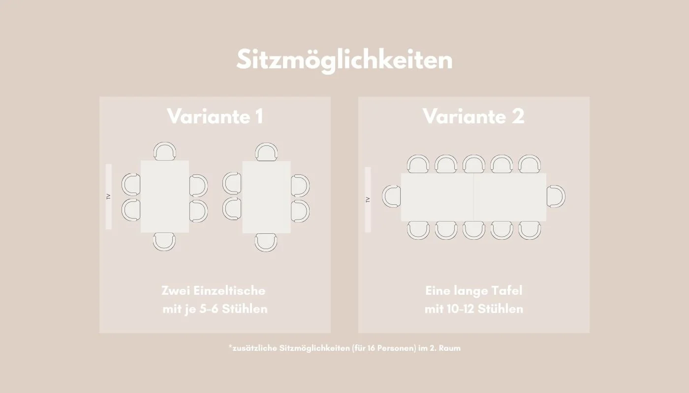 Illustration zwei Sitzmöglichkeiten in beigen Tönen