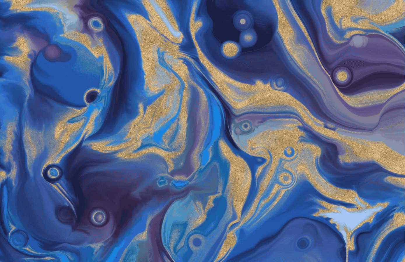 Acryl Pouring Bild in blau, lila und gold