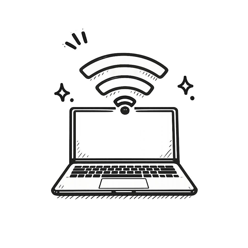 Illustration eines Notebooks mit WLAN Symbol